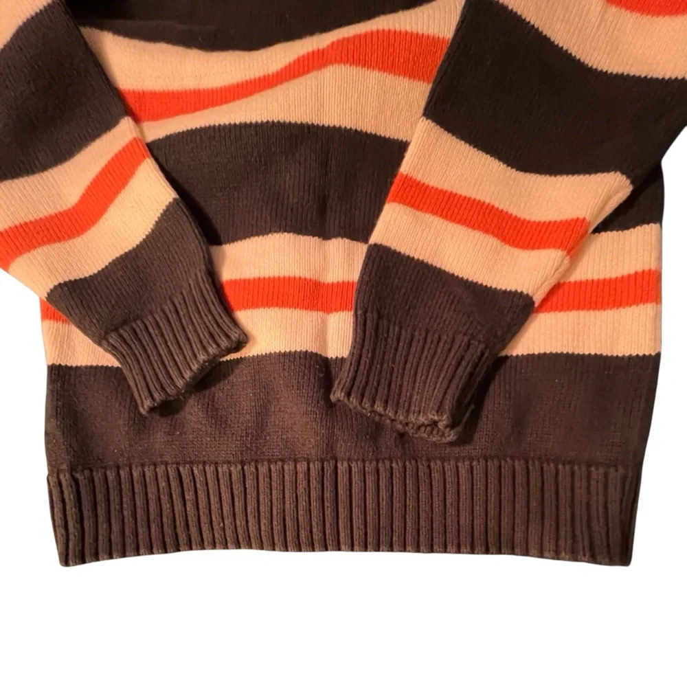 Gymboree  1/4 Zip Knit Sweater - Navy Blue, White and Orange size 3 Boys EUC